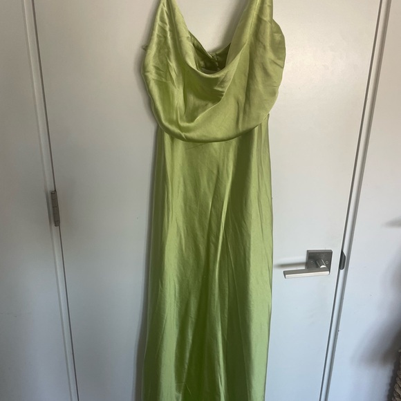 Lulus Flawless Finesse Light Green Satin Cowl Neck Backless Midi Dress - Picture 4 of 11